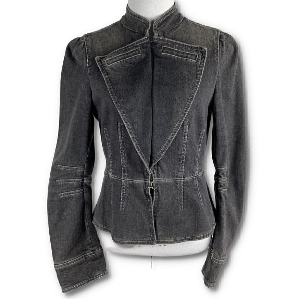 Marc Jacobs denim jacket size 4 charcoal gray steampunk rock vintage 90s Y2k